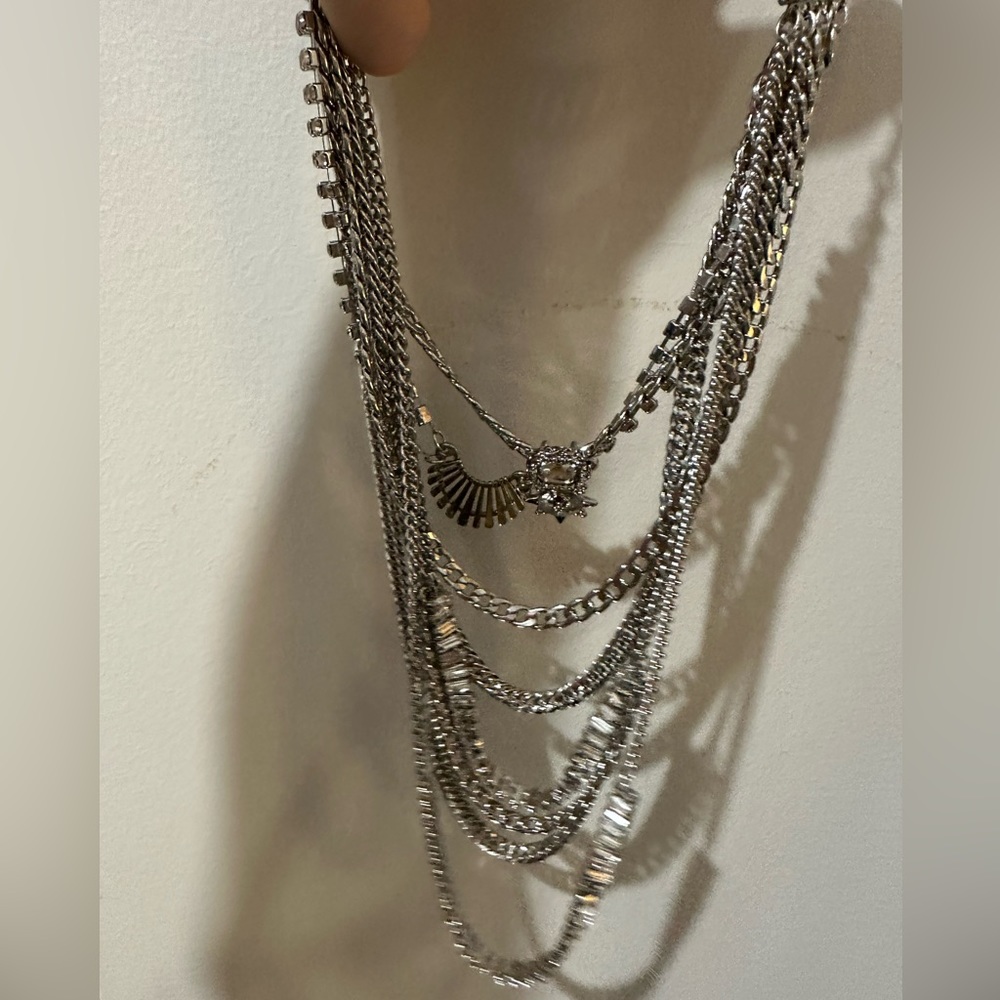 Free People Silver Diamond Statement Necklace